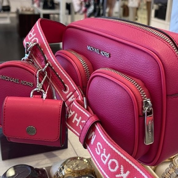 Michael Kors Pink Crossbody Bag with Logo Strap - Picture 9 of 11